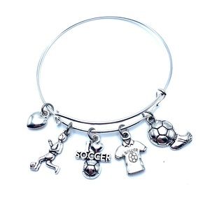 Soccer Bracelet Charm Bangle May Be Personalized